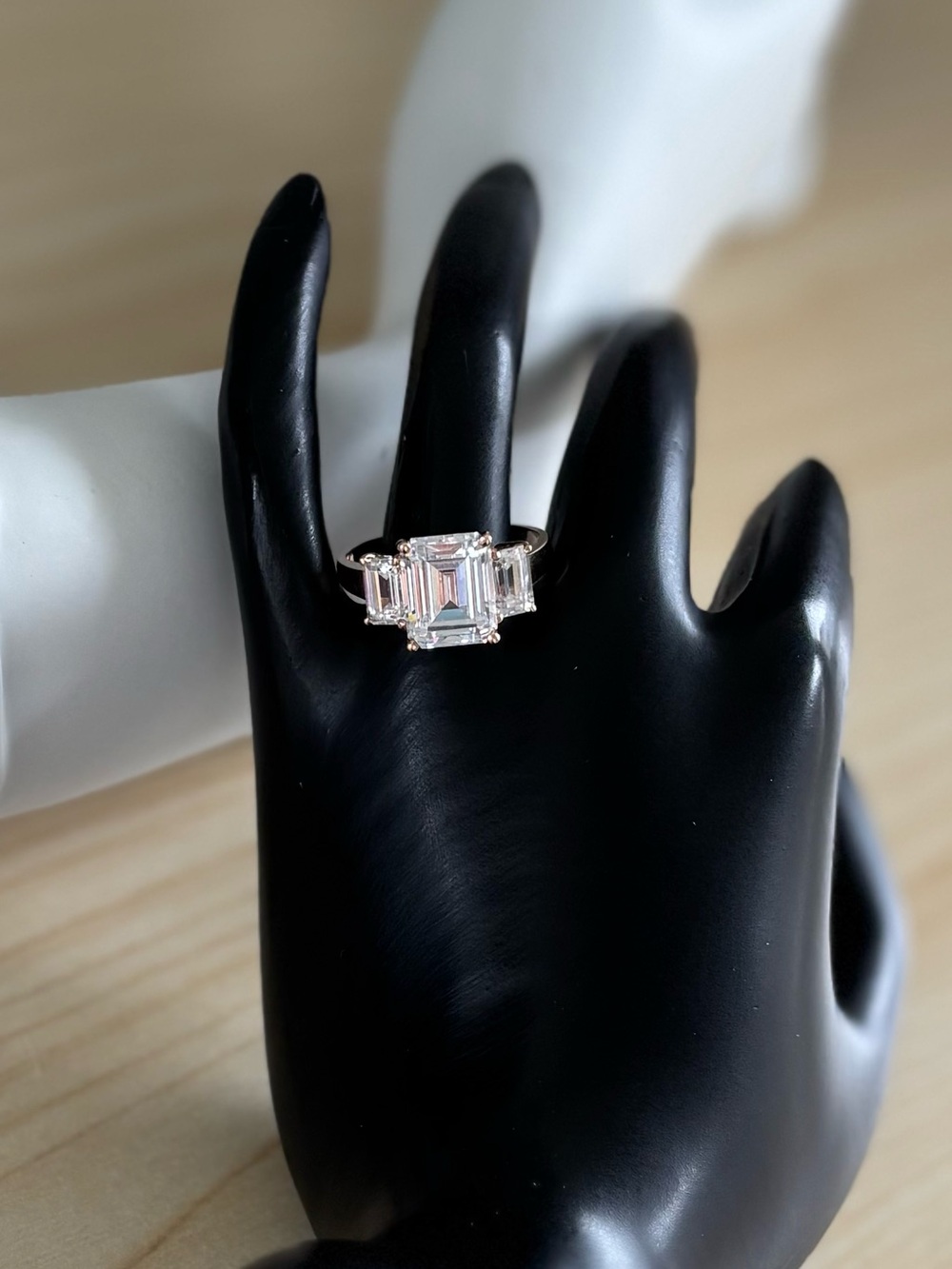 Diamonique Emerald Cut 14kt Rose Gold Ring